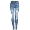 Женские джинсы, эластичные рваные женские костюмы, брюки-карандаш с разрезом до щиколотки, узкие рваные узкие джинсовые брюки, женская уличная одежда 2XL, 3XL, 4XL 2024