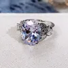 Oval Cut Moissanite Women Jewelry Wedding Diamond Zirconia Engagement Ring Pear Shape