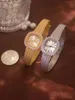 Otros 2023 Diamante para mujer Lujo Elegante Corona Dial Regalos de oro para amantes Banda de latón Chapado en oro de 24 quilates Cuarzo de alta calidad YQ240122