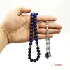 Armband naturliga lapis lazuli tasbih muslim ädelsten bönpärlor män armband blå sten misbaha radband arabiska mode eid gåvor ramadan