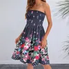 Lässige Kleider Sommer Frauen Kleidung Blumendruck Tube Cami Kleid Strand Stil Saum für 2024