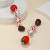Dangle Earrings Sweet Cute Strawberry Fruit Long Drop Earring Printing Wood Beads Jewelry For Women Gifts