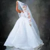 Свадебные платья Aso Ebi для невесты с прозрачным вырезом и длинными рукавами, бальные платья, свадебное платье принцессы королевы, кружевное свадебное платье с аппликацией для африканских чернокожих женщин, свадебное платье D121