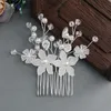 Hair Clips Bride Pearls Side Comb Woman Sparkling Crystals Barrette For Birthday Stage Party Hairstyle Making