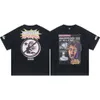 24SS Tasarımcı Hellstar T-Shirt Amerikan Trend Hellstar High Street Hip-Hop Vintage Cartoon Baskı Erkekler Çift Yuvarlak Boyun Kısa Kısa Tişört