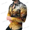 Camisas casuales para hombres 2022 Camisas sociales de lujo para hombres Camisa abotonada con cuello vuelto Camisa con botones Casual Estampado barroco Tops de manga larga Ropa para hombre Prom Cardigan T240124