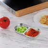 Plates Stainless Steel Multi-compartment Spice Plate Kitchen Gadget Meal Accessories 2pcs Packaged Soy Sauce Snack Dish