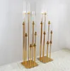 Candelabros de metal com 8 cabeças, 2 peças, suporte de velas, mesa de casamento, vasos de flores, decoração de festa de chumbo de estrada