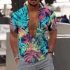 Camicie casual da uomo Nuova camicia floreale per uomo Camicia hawaiana 3d Leaf Graphic Abbigliamento Oversize Manica corta Top Seaside Apparel Street Camicetta da uomo T240124