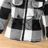 Jassen 3-7Y Kids Fashion Plaid Jassen Baby Trekkoord Lange Mouw Zip-Up Capuchon Uitloper Kinderen Herfst Winter Kleding