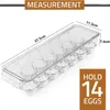 Dinnerware Egg Storage & Tray Holder 14 Container With Lid Handle For Refrigerator (Clear Pack Of 2)