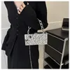 Akryl Ice Crack Box Påsar för kvinnor Trend Fashion Square Shoulder Bag Woman Chain Hard Shell Party Evening Liten Handväska