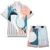 6 herrspårar Mens Hawaiian Beach Set Semestertröjor för män och kvinnor Färgblockerande Shorts Set#02