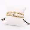 Bracelets New Design Luxury Men Jewelry Gold Plated CZ Pave Eye Hand Charm Beaded Macrame Bracelet Set Male