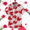 Men's Casual Shirts Valentine's Day Printed Holiday Party Wear Fashion Print Large Tall Mens Apparel Short