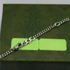 Top luxury design necklace for men and women designer double letter pendant necklaces chain fashion jewelry green enamel vertical bar vintage 925 silver hip hop S3TU