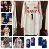 Maillot de basket-ball des aspirants de la marine Lysander Rehnstrom Kam Summers Mac MacDonald Amir Whitlock Myles Evans Mitch Fischer Maillots de la marine pour jeunes hommes cousus sur mesure