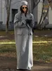 Lady élégante épaulettes revers laine Maxi manteau à manches longues Double boutonnage pardessus femmes automne hiver décontracté streetwear 240122