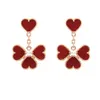 van-clef arpes earringsデザイナーオリジナルの高品質の高級ファッション女性四葉クローバーイヤリングクラシックマザーパールモイサナイトバレンタインギフトウィズ