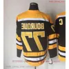 CCM Movie Vintage Ice Hockey 77 Ray Bourque Jerseys Stitched 37 Patrice Bergeron Jersey Black White 75Th Yellow Men Re Hig