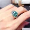 Anneaux Bling 11mm Lab Green Moissanite Bague Sterling Sier Bande de Fiançailles Pour Les Femmes De Mariée Fête D'anniversaire Bijoux Drop Livraison Otkit