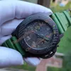 Высокое качество KING Factory 47MM Мужские часы King PM 00961 Автоматический механизм с делением даты Зеленый резиновый ремешок Мужские часы Наручные часы с оригинальной коробкой
