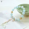 Strand Sweet Girl Jewelry Accessories Aquamarine Bracelet Women's Butterfly Natural Austrian Crystal Hand Beaded Decoration