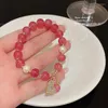 Charm Bracelets Pink Strawberry Crystal Bracelet For Women With Natural Micro-inlaid Heart Pendant Fine Jewelry Sets High Quality Wristbands