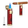 Lighters New Cigar Lighter Windproof Mini Pocket 3 Jet Torch Blue Flame Butane Gas Torch Cigarette Lighters Cigar Accessories with Needle YQ240124