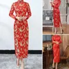Etnische kleding Dames Cheongsam-jurk Retro elegante Chinese stijl Dames voor bruiloften Feesten Klassieke lange split Sexy