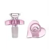 Mädchenhafte 14 mm rosa Herzform Glasköpfe Raucherzubehör Wasserpfeifen Wasserpfeifen Glaskopf Becher Bong Shisha Dab Rigs