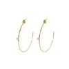 Boucles d'oreilles rondes polyvalentes en forme de C, incrustées de Zircon, en acier titane, légères, Style de luxe, boucles d'oreilles de banlieue pour femmes