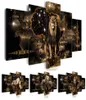 5 Pcs Fashion Wall Art Canvas Painting Abstract Golden Texture Animal Lion Elephant Rhinoceros Modern Home Decoration No Frame T204367466