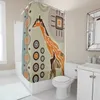 シャワーカーテンアフリカのオリジナル部族のエスニックスタイルの装飾シャワーカーテンバスルームカーテン付きバスルームカーテンl220cm
