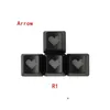 Keyboards Red Shine Through Keycaps Abs Etched Shine-Through Pixel Heart Black Custom Mechanical Oem Profile Double S Drop Delivery Co Ottik