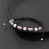 Braccialetti con ciondoli Perle di ossidiana in pietra naturale Conchiglia colorata Corda intrecciata regolabile per gioielli da yoga per donna uomo