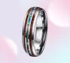 Silverfärg Koa Wood Abalone Inlay High Polish 8mm Bredd 100 Guint Wedding Band Elegance Tungsten Carbide Rings for Men 2107019990646