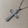 Pendant Necklaces Huitan Hip Hop Cross Necklace for Women with Dazzling CZ Stone Luxury Silver Color Cool Neck Accessories Party Trendy Jewelry YQ240124