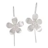 Boucles d'oreilles pendantes à crochet Floral Simple pour femmes et filles, bijoux tendance, couleur argent, pétales de fleurs, goutte