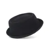 100 Wool Men Pork Pie Hat For Dad Winter Black Fedora Hat For Gentleman Flat Bowler Porkpie Top Hat Size S M L Xl Y190705031798781