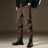Calças masculinas Mens Corduroy Plus Velvet Texturizado Esportes Casual Outono Inverno Genderless Trendy Ribbed Cuff Workwear Estilo Unissex