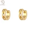 Boucles d'oreilles délicates en zircone hypoallergénique pour femme, créoles épaisses en acier inoxydable plaqué or 18 carats