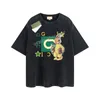 Męski projektant gu koszulka vintage retro myjnia koszula luksusowa marka t koszule damskie krótkie rękaw T-koszulka letnie koszulki przyczynowe Hip Hop Tops