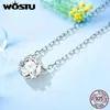 Pendant Necklaces WOSTU 925 bijoux de mariage en argent Sterling Simple rond AAA Zircon pendentif colliers pour femmes cristal charmante fille Chocker YQ240124