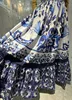 European luxury dress Blue and white porcelain sleeveless dress designed by luxury designer 100% cotton