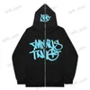 Men's Hoodies Sweatshirts Gothic Graphic Ins High Street Y2K Unisex Inner Fleece Hoodies Sweatshirt Fulll Zipper Oversized Men's Women's Streetwear Coat T240129