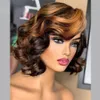 Braziliaans 613 Blonde Bob Wig Ombre Short Bob Wigs Simulatie Human Hair HD Transparante kant vooraanpruiken Body Wave Sluiting pruik