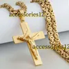 Pendant Necklaces Men Byzantine Link Chain Necklaces Engraved Stairs Crucifix Jesus Cross Pendant Necklace Catholic Jewelry Luxury Jewelry Quality Gift 2024