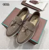 Summer Walk Woman Flat Let Heel Loro Piano Casual Shoe Man Luxury Designer Shoe Loro Moccasin Slip On Outdoor Run Shoe Low Top Sneakers Leather Shoes 63