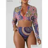 Swim Wear 2024 Surf Swimsuit Long Sleeve Printed Swimwear Women Zipper Two Piece Rashguard Diving Clothing Bading Swimming Suitl2401 DHZL0